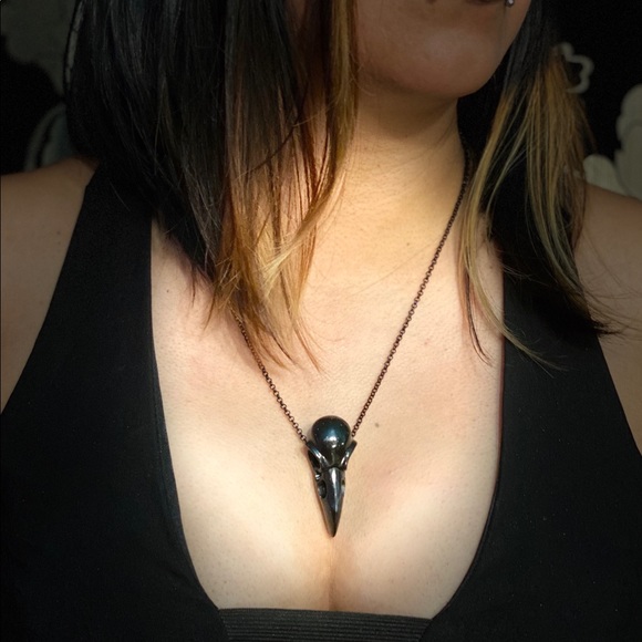 Black stainless steel chain + black raven skull - Picture 8 of 11
